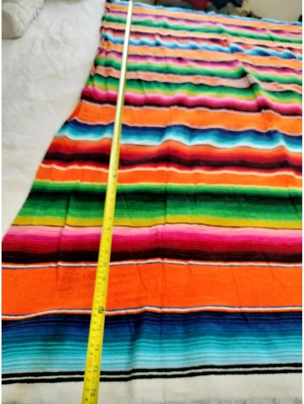 Artesanias FR Mexican Serape Blanket 45x76 XL Multi-Color‎ Striped Boho Acrylic